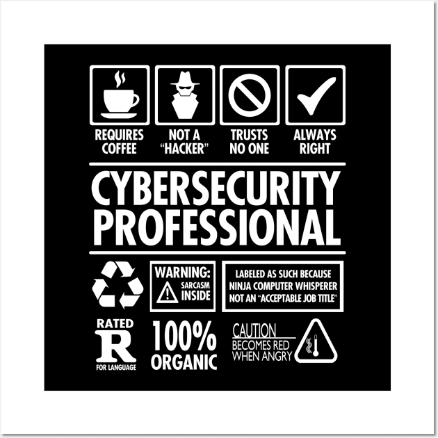 Cybersecurity Professional "Not a Hacker" Funny Job Wall Art by NerdShizzle